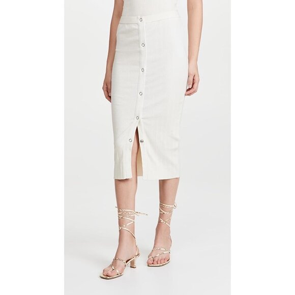 Enza Costa Rib Snap Midi Skirt Size Medium - Picture 1 of 9
